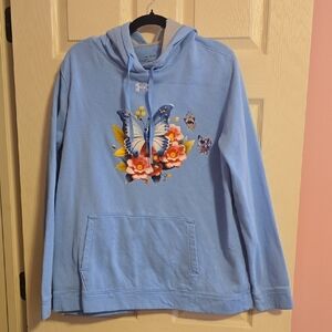 Under Armour Light Blue Hoodie with Butterfly and Floral Design